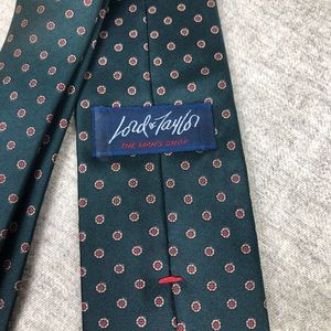 Lord & Taylor Green Tie w/ Red Geo Pattern